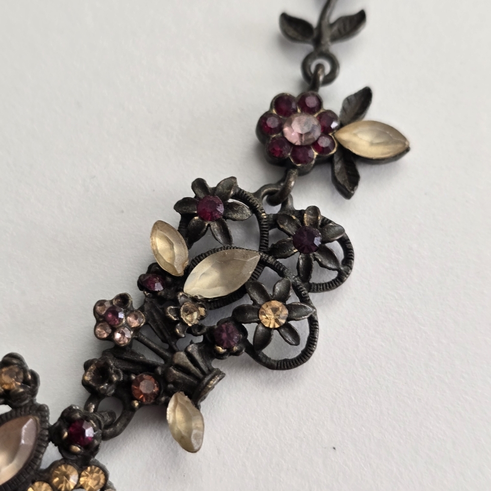 Vintage Romantic Goth Floral Statement Necklace | Dark Romance Victorian Bib Cho - Picture 6 of 11